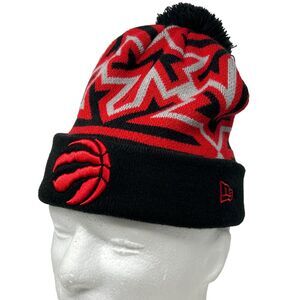 Toronto Raptors Cuffed Pom Pom Beanie Toque Hat NBA Basketball New Era Black Red